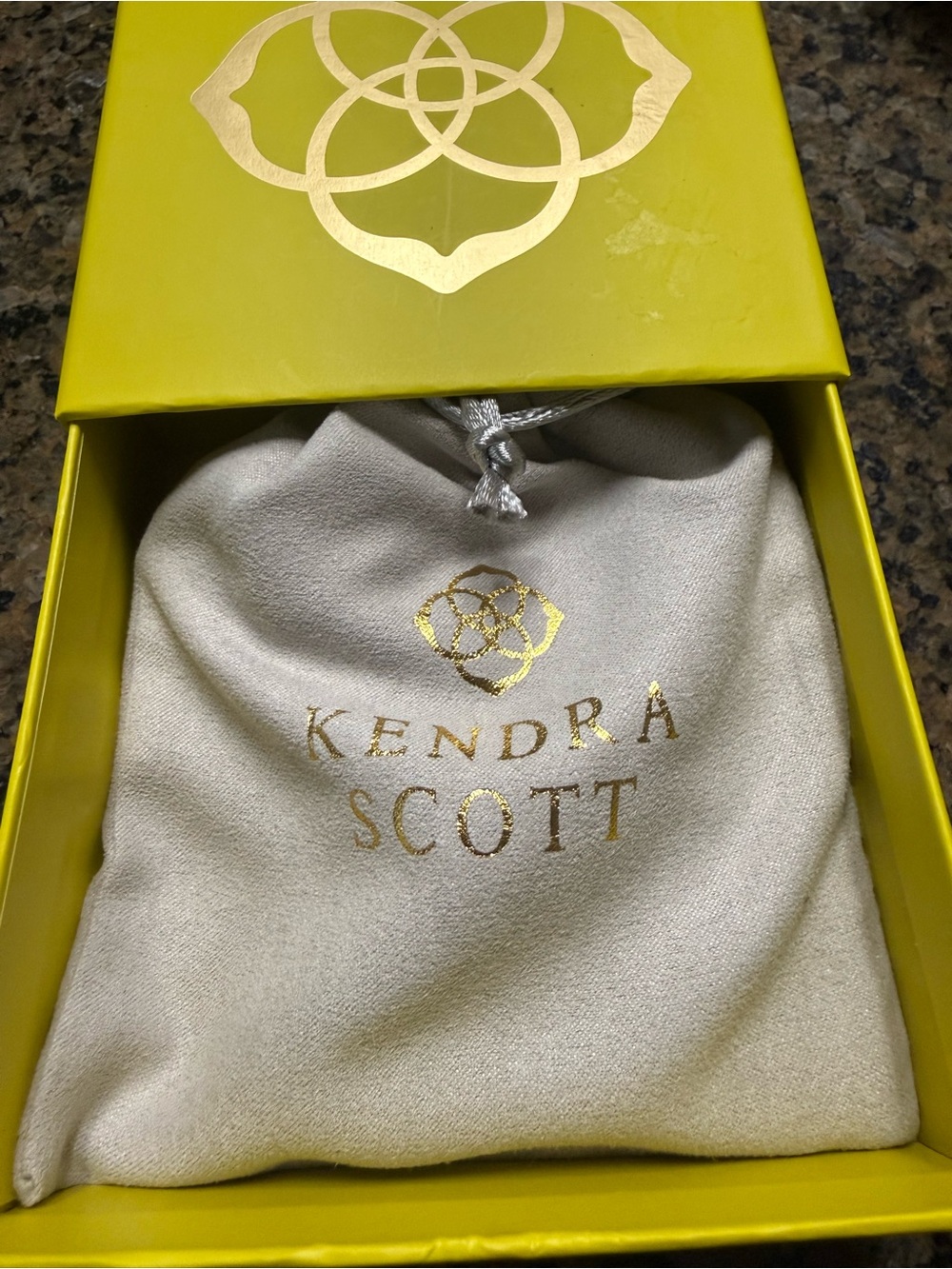 Kendra Scott Gold Hoop Earrings with Clear Trillion Stone New with tags. - Picture 5 of 7